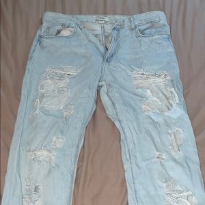 Light Wash Ripped Boyfriend Jeans